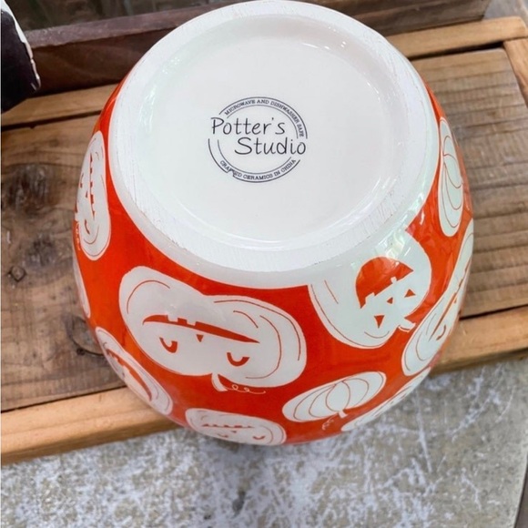 POTTER’s STUDIO ORANGE JACK O LANTERN  HALLOWEEN NESTING BOWLS 3 - Picture 4 of 5